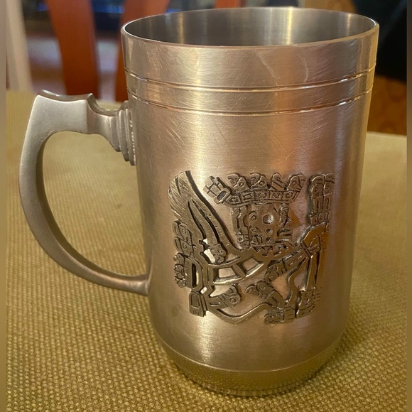 Vintage Azetec Pewter Cup Mug Bolivia Peltre 5” - Picture 1 of 5